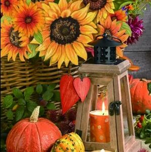 Sunflower Basket Canvas with led lights